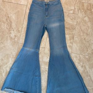 Free People-Just Float On-light wash flare bell bottoms